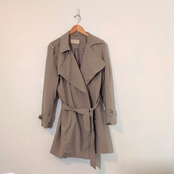 Michael Kors Jackets & Blazers - Michael Kors Tan Trench Coat Classic Style Size Large Mid-Length Jacket